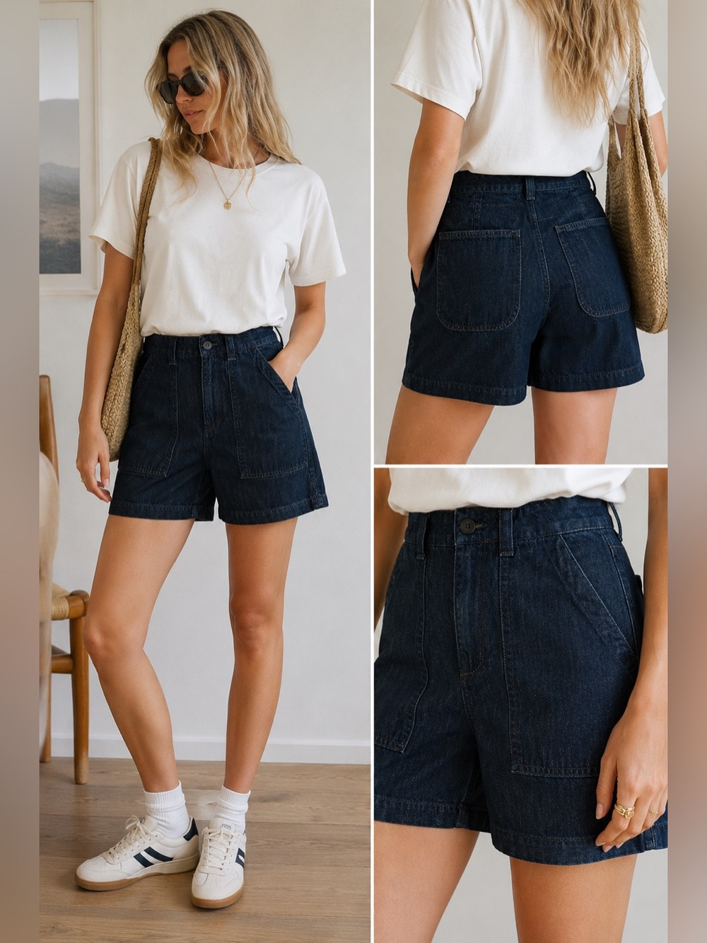 NWT Madewell Dark Wash Denim Utility Carpenter Shorts W30